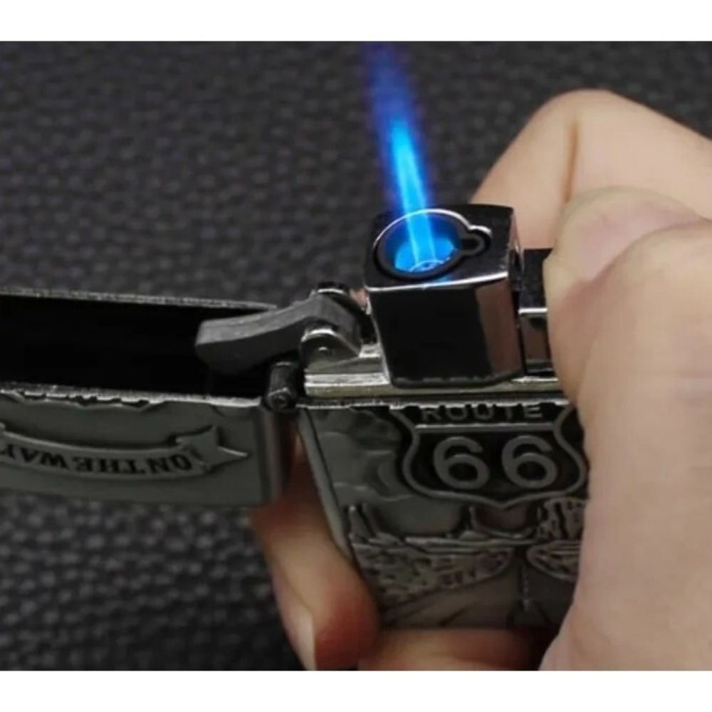 Route 66 Embosed Butane Single Flame Refillable Lighter - Picture 6 of 6